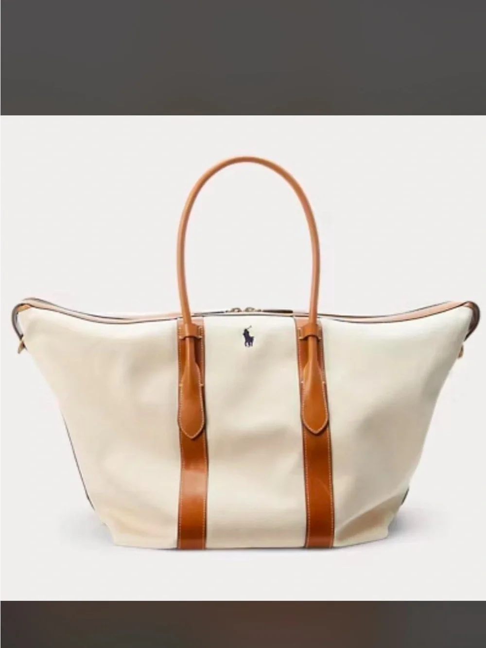 NWT Polo Ralph Lauren Cream Bellport Canvas Duffel weekender